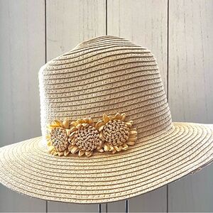 Janie and Jack Baby Girl Natural Flower Straw Hat Sz 12 to 24 Months